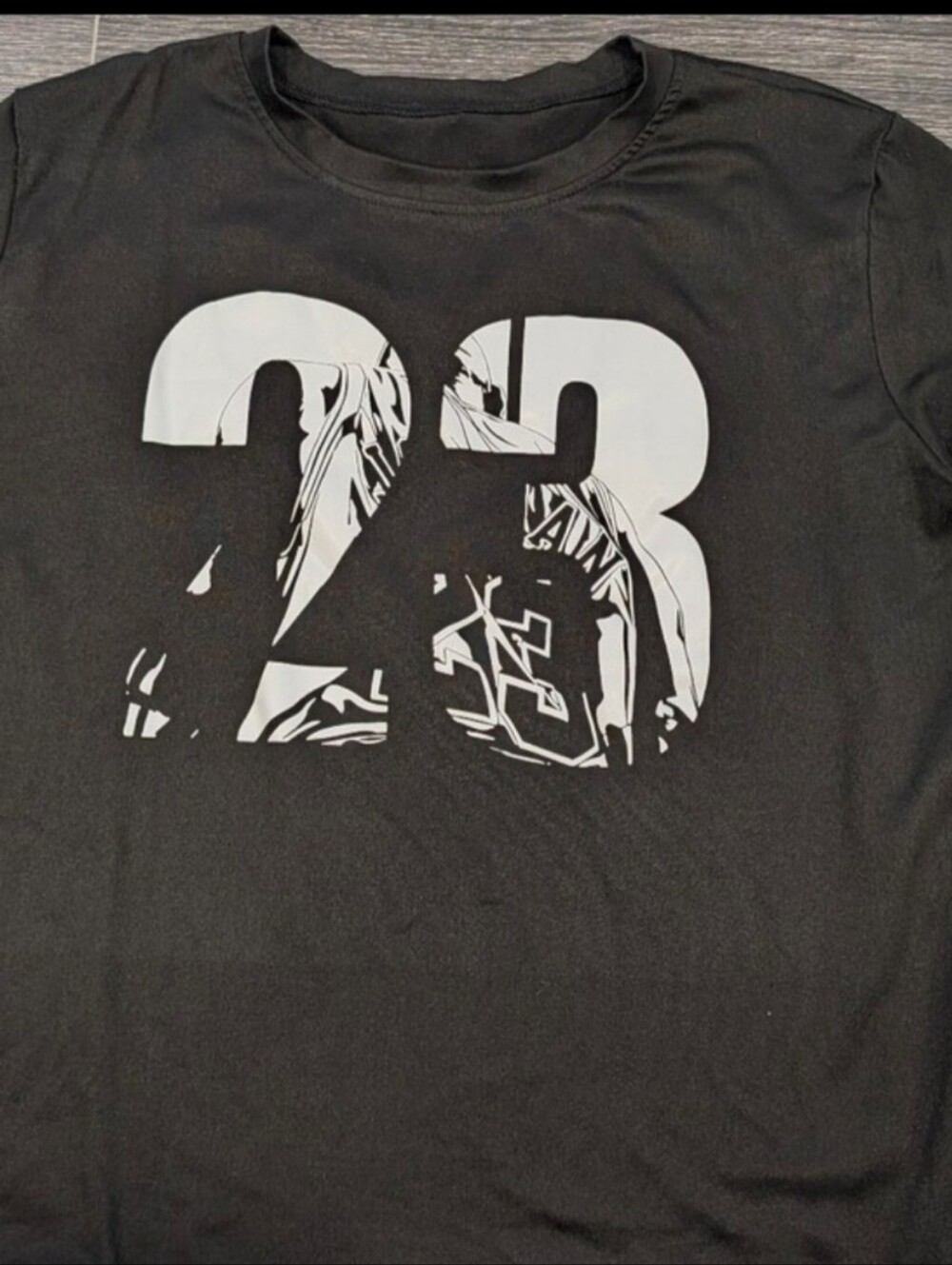 Women Black Short Sleeve Tee with White Graphic